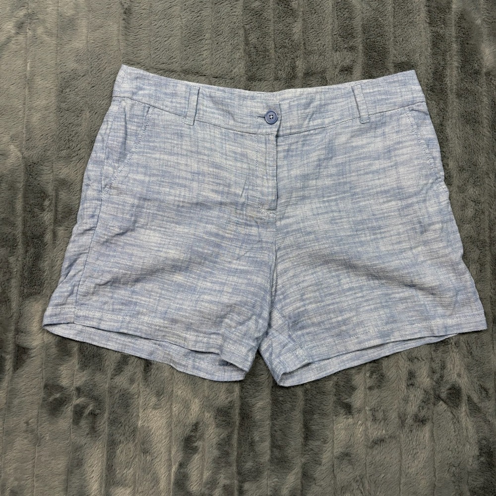 Loft Outlet Women Blue White Cotton 6 Inch Inseam Shorts Size 10 RN140923